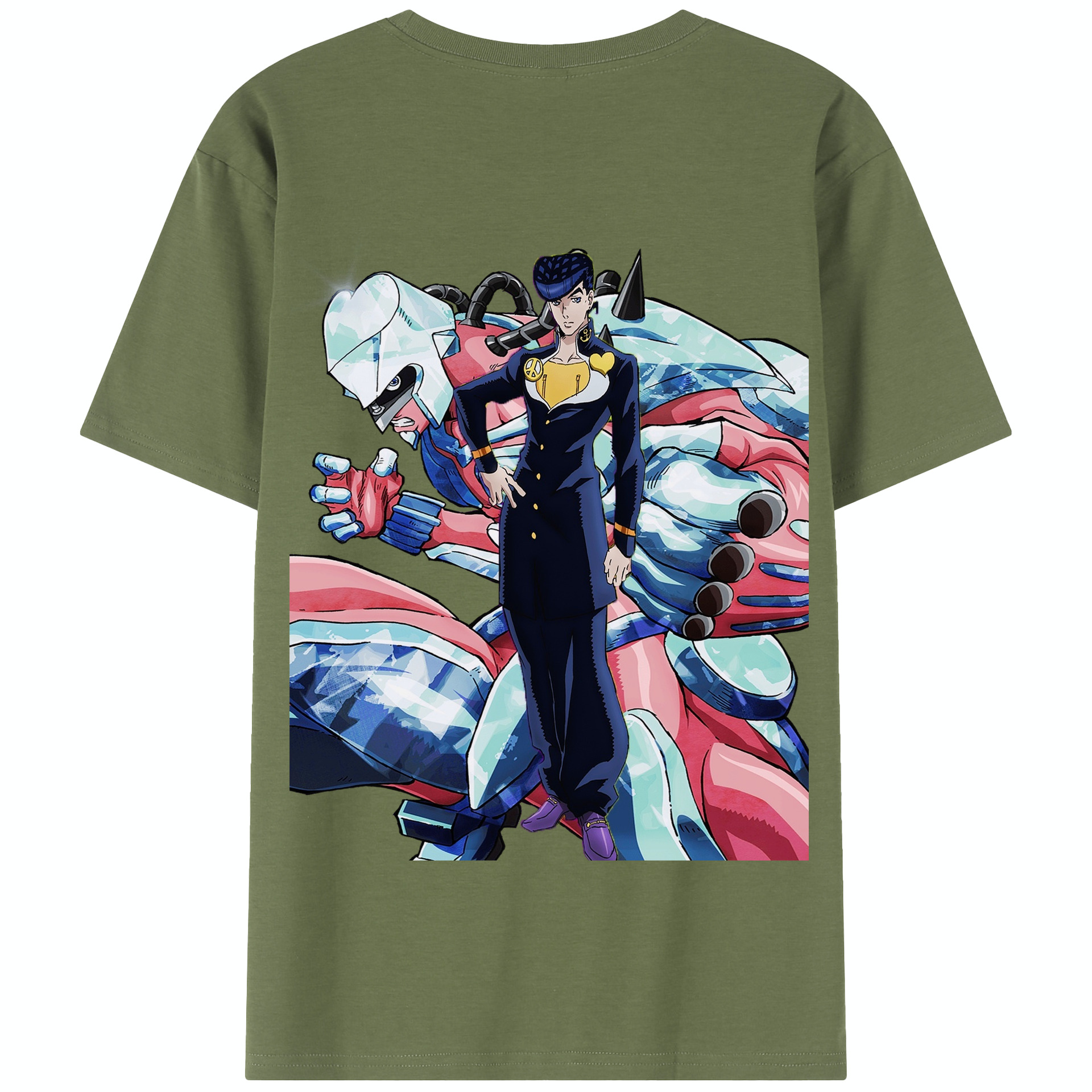 （画像用） ジョジョの奇妙な冒険 ひがしかた じょうすけ JoJo's Bizarre Adventure Higashikata Josuke 綿100％半袖Tシャツ（背面プリント）
